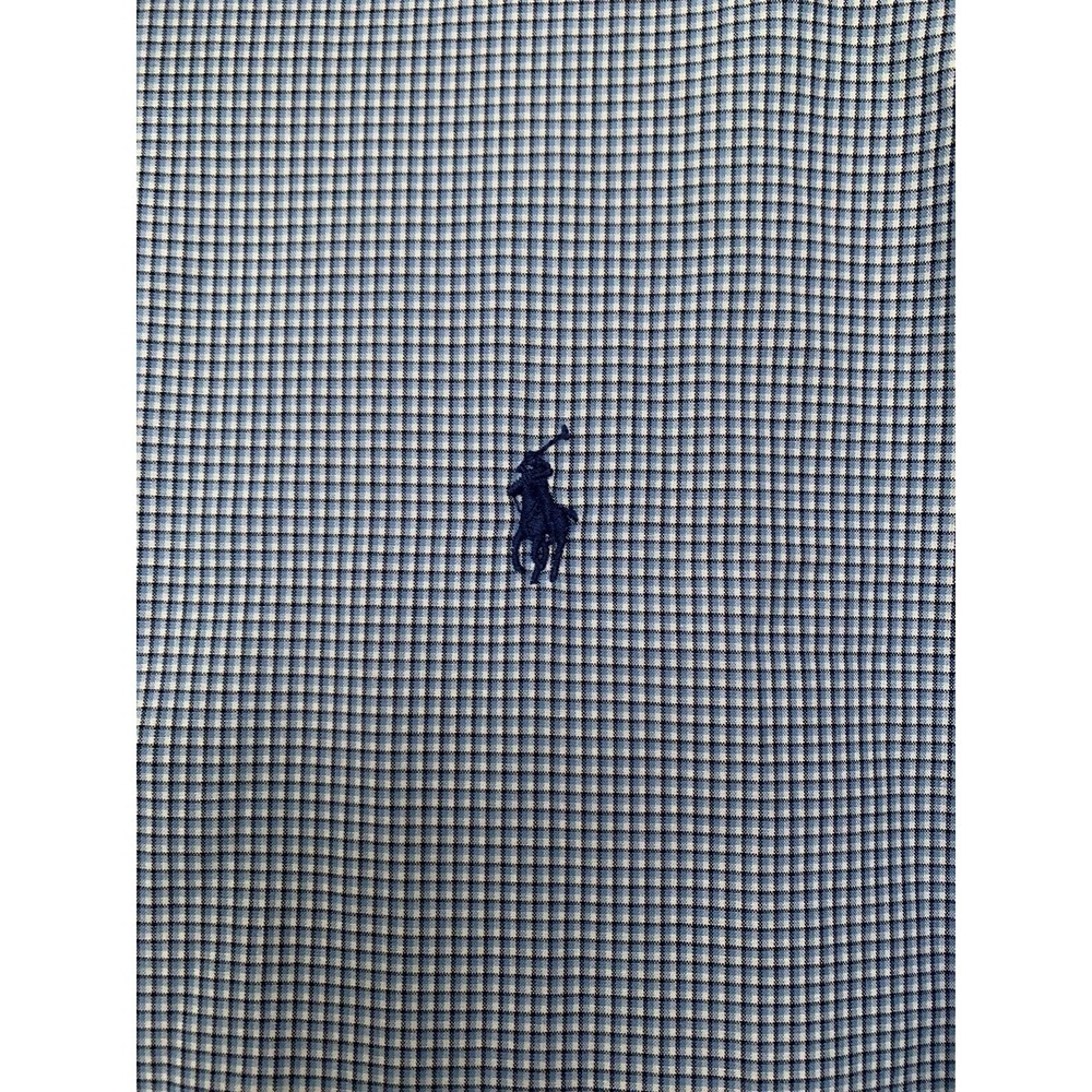 Polo Ralph Lauren Mens Long Sleeve Button Up Shirt 16 1/2 36-37 Blue White Check